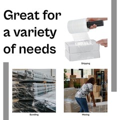 12 Rolls 80 Gauge 5″x1000′ Cast Mini Stretch Wrap With With Black Spinner Handle