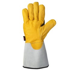 Grain Goatskin MIG TIG Welding Gloves with Cowhide Split Cuff Heat Resistant