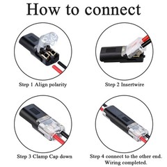 25-200PCS Double Wire Plug in Connector w/ Locking Buckle for Emergency Repairs