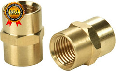 2 Pack 1/4″ X 1/4″ NPT Coupler, Brass Female Pipe Fitting