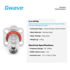 2.4mm Female to 2.4mm Female Adapter with 4 Hole Flange, DC – 50GHz