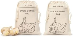 Garlic and Ginger Bag | Organic Linen Cotton Material | Eco 2 Pack, Beige