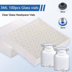 100PCS 3ml Glass Vials Headspace Vials Clear 20mm Crimp top Flat Bottom HPLC