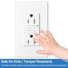 15AMP GFCI Outlet Receptacle Tamper Resistant – ETL Listed, White GFI TR WR GFCI