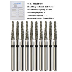 Multi-use Dental Diamond 856/014SC Burs FG Round End Taper High Speed 10pcs/pk