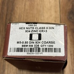 Approx 1000pcs M5 x 0.80 mm Metric Hex MS Nut Steel Zinc Class 8 DIN 934 Coarse