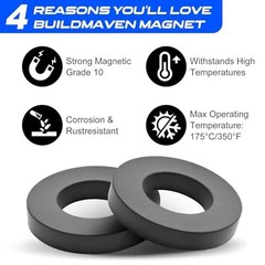 Large Magnet – Grade 10 Big Magnets Heavy Duty, OD60 x ID32 x 10mm Strong Round
