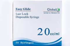 20CC GLOBAL SYRINGES ONLY WITH LUER LOCK 20ML 25 NEW STERILE without Needle