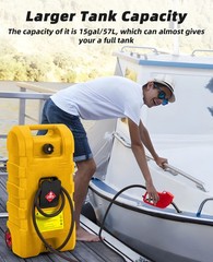 15 Gallon Fuel Caddy Portable Gas Storage Tank Container with Hand Pump 10ft US
