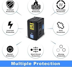 VFD 5.5KW 7.5HP 220V 1 or 3 Phase Input 3 Phase 0-400HZ Output 36A