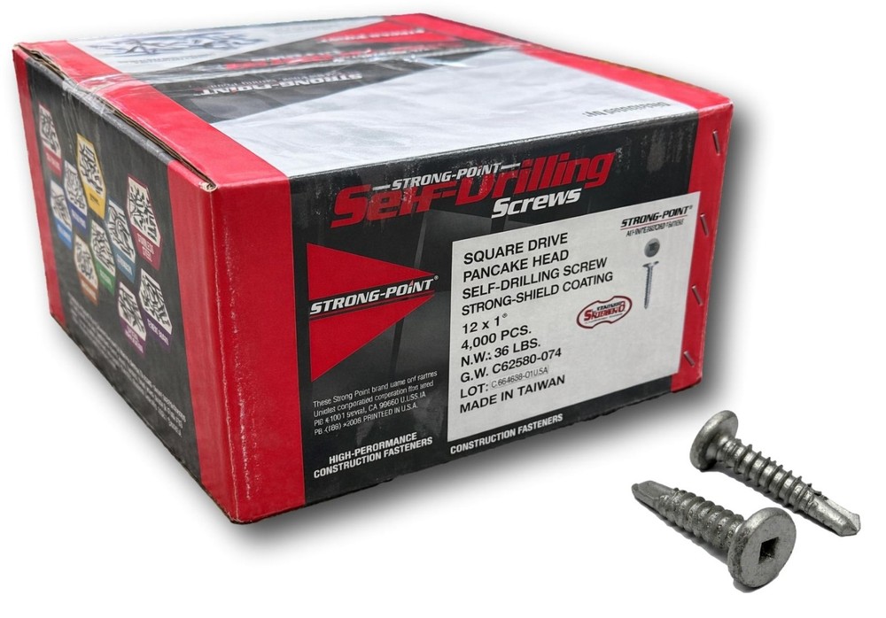 #12 Square Drive Pancake Head Self Drilling TEK Screws Strong-Shield Coated SDS