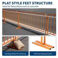 7.5ft Heavy Duty Interlinked Steel Safety Barricade Portable Metal Crowd Control