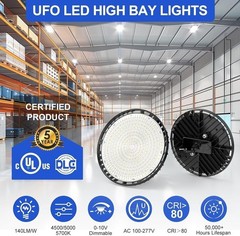 120V US Plug 150W LED High Bay Light Fixture Warehouse Garage 4500K/5000K/5700K