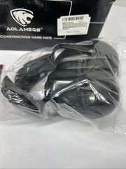 Carbon Fiber Safety Helmet W/ Double Goggles Earmuffs ABS Construction Hard Hat