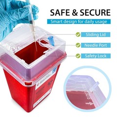Lightweight 1 Quart Sharps Container with Secure Closure – For Home & Business