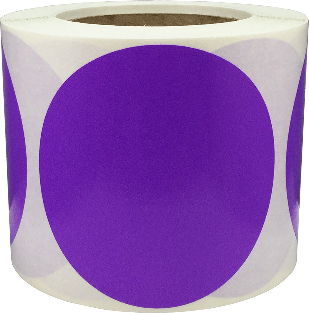 Circle Dot Stickers | 4″ Inches Round | 500 Pack | Pick One Color