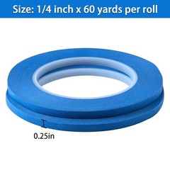 2 Pack 1/4″ inch x 60yd Blue Painters Tape Easy Removal Thin Narrow