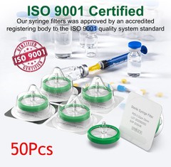 50Pcs Sterile Syringe Filter PES Membrane Filtration 33mm 0.22μm Lab Filters USA