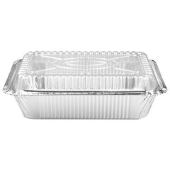 1 lb Oblong Aluminum Foil Take-Out Disposable Pan with Dome Lids To bake & Serve