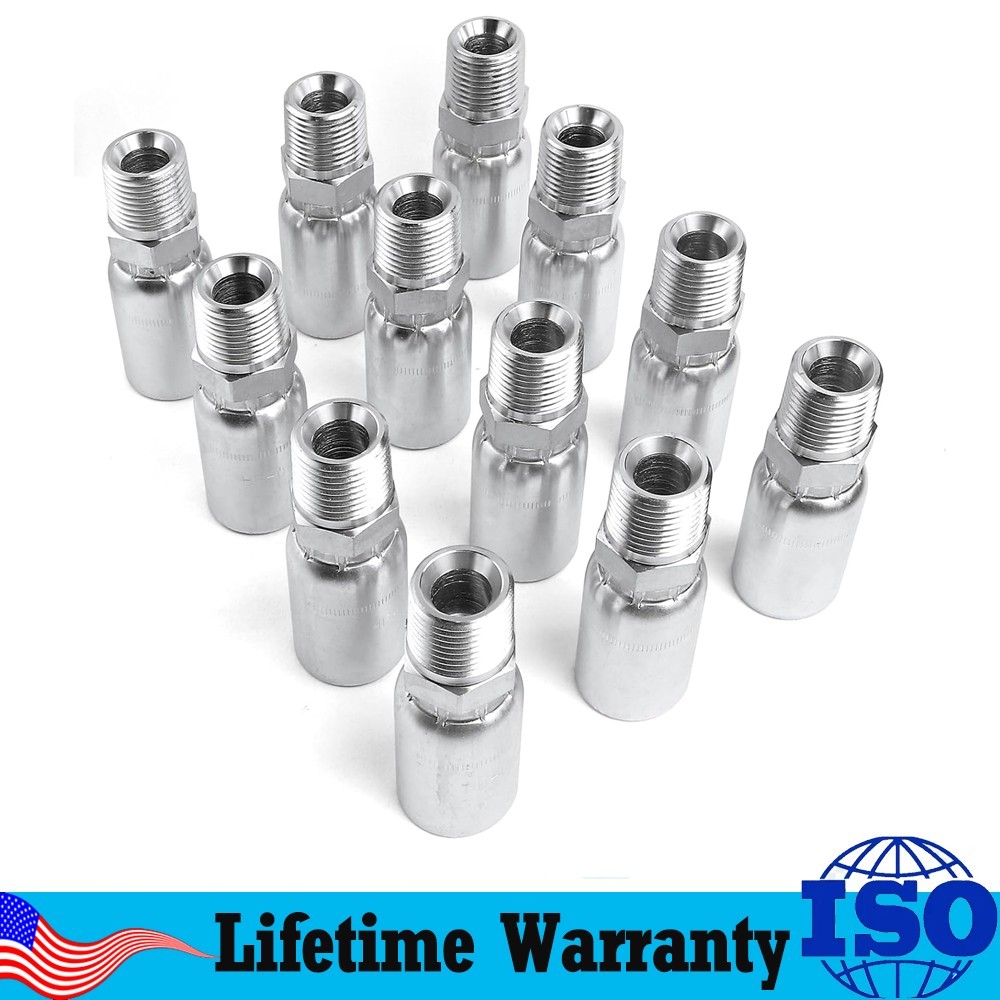 12 Pack 1/4″ Hydraulic Hose Fitting-1/4″ Hose X1/4 Inch NPTF Male Pipe Thread Hy