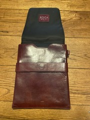 Bosca Soft Leather Pad Cover Dark Brown Vintage Envelope Closure No Strap