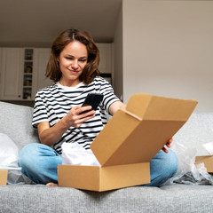 Small Shipping Boxes Set of 15 with Smile Stickers – Easy Fold & Self Locking