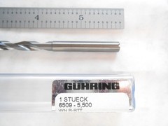 NEW GUHRING SOLID CARBIDE 15XD H.P. DRILL 5.50MM CUT DIA. X 110MM FL X 150MM OAL