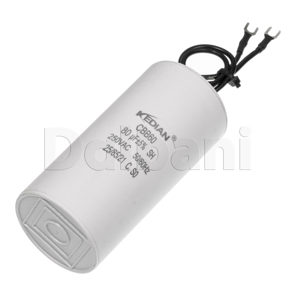 80UF 250VAC Wire Motor Run Capacitor CBB60 50/60HZ HVAC 25/85/21 45X95mm 80MFD