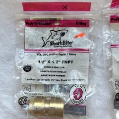 Shark Bite Straight Female Connector 1/2″ X 1/2″ FNPT, 3 others included