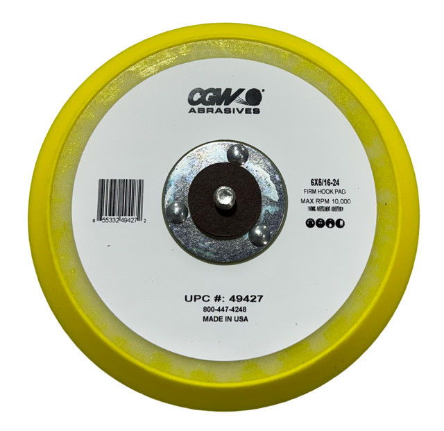 CGW 6″ Fiberglass Hubbed Hook & Loop Disc Pad, Firm USA Made