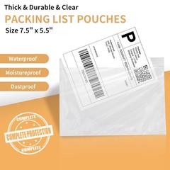 50 – 4000 Clear Adhesive Packing List Shipping Label Envelopes Pouches 7.5 X 5.5