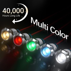 5PCS LED Indicator Light 6MM 1/4″ Waterproof IP65 Metal Signal Lamp 110-220V …