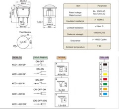 KCD1 Round Power Button Switch With Light 2/3/4/6-Pin 2/3-Way OFF/NO Hole 20MM