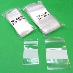 200 Bags 2mil White Block 2 sizes 2×3 & 3×4 Small Size Baggies Reclosable 2 Mil