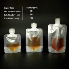 Multi-Size Translucent Matte Mylar Stand up Bottle Shape Spout Pouches w/ Funnel