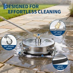 14″ Stainless Steel Pressure Washer Surface Cleaner 4 Wheels Driveway 4000PSI