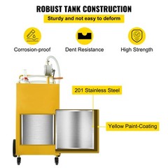 VEVOR Fuel Caddy Fuel Storage Tank 35 Gallon 4 Wheels with Manuel Pump Yellow