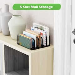 GDINDINFAN Mail Organizer Countertop, Metal File Holder with 5-Slot, Black