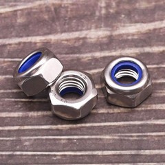 M5-0.8 (100 pcs) Nylon Insert Hex Lock Nuts 304 Stainless M5-0.8, Silver