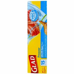 6 Pack Glad Zipper Freezer Bags, Gallon Size, 15 ct