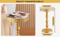 -Golden Tempered Glass Metal Coffee Table Creative Side Corner