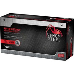 VENOM STEEL Rip Resistant Nitrile Industrial Gloves – One Size Fits Most – 100ct