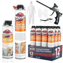Kraken Bond FastCoat Spray Foam Insulation, Closed Cell 27.1 oz, 12 Pack Kit