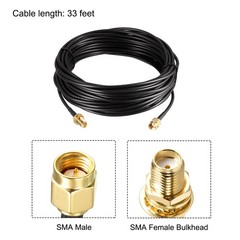 RG174 SMA Extension Cable for Broadcast SMA Male to SMA Female RF Coax 33Ft