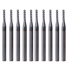 10 PCS 1/16″ 4 Flute 1-1/2″ Overall Ball Nose Carbide End Mill AlTiN Coated