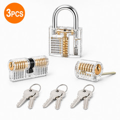 3PC Clear Acrylic Practice Lock Transparent Cutaway Pin Tumbler Training Set