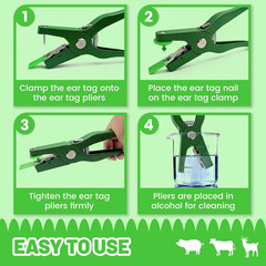 Numbered Cattle Ear Tags with Plier, 001-100 for Livestock Identification