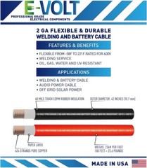 2 Gauge AWG Welding Lead, Car Battery, & Solar Cable Copper Wire MADE IN USA new