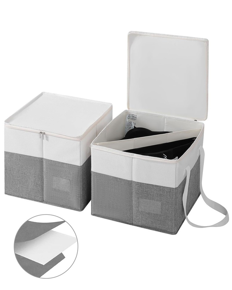 2-Pack Rigid Clothes Hanger Organizer Bag with Dust-Proof Lid, Hanger Storage…