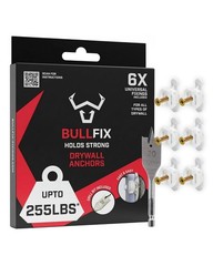 Heavy Duty Drywall Anchors Kit – Holds 255lbs, 6 Pack with Screws & Drill Bit